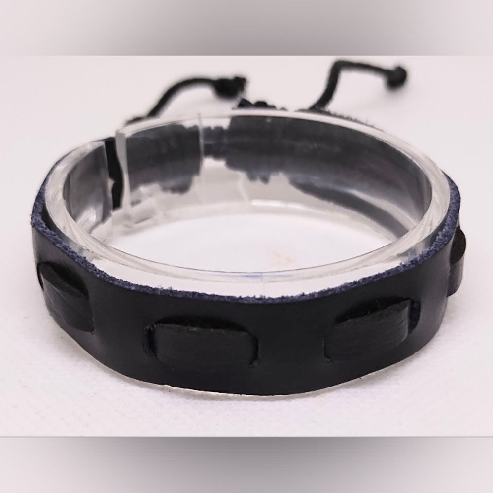Men's leather bracelet black new e47